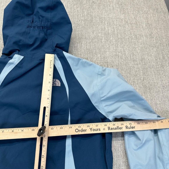 The North‎ Face Jacket Girls Large Hyvent Full Zip Blue Color Block Hooded - Picture 8 of 9